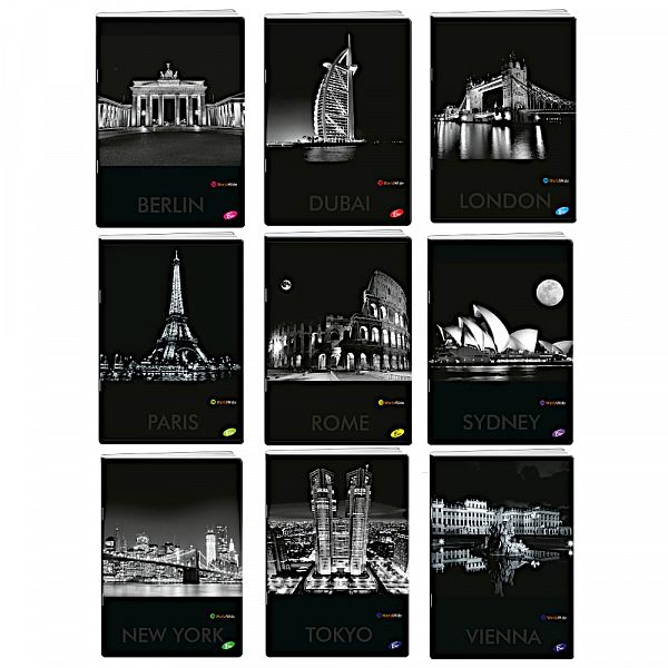 Zvezek A4 brezčrten Elisa Cities by Night 54L