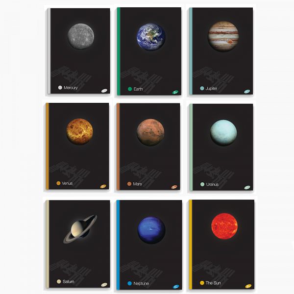 Zvezek A4 karo Elisa Planeti 96L s trdimi platnicami