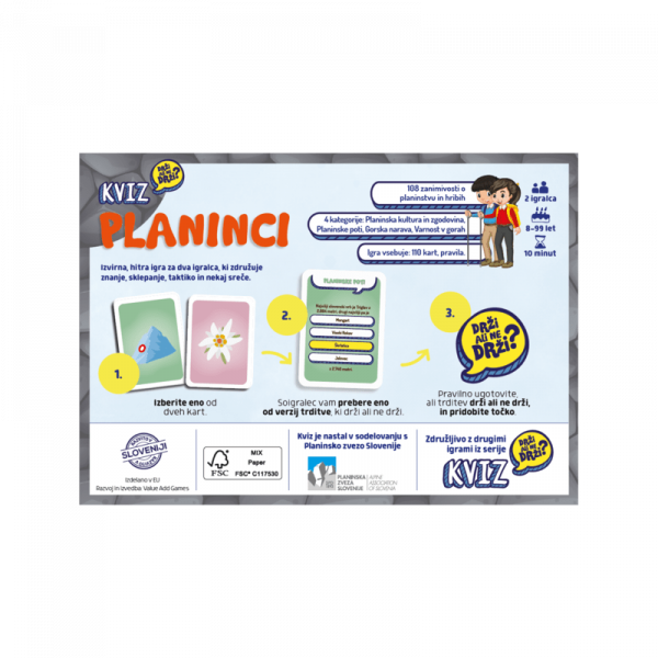 Družabna igra Drži ali ne drži Planinci