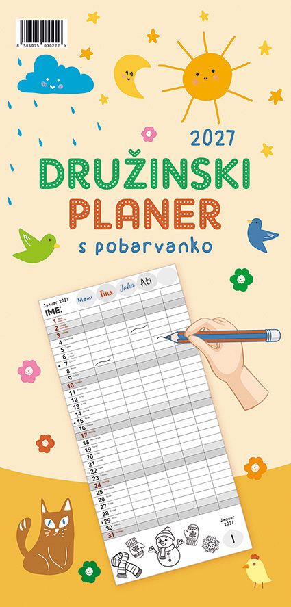 Koledar stenski 2027 JM Družinski planer