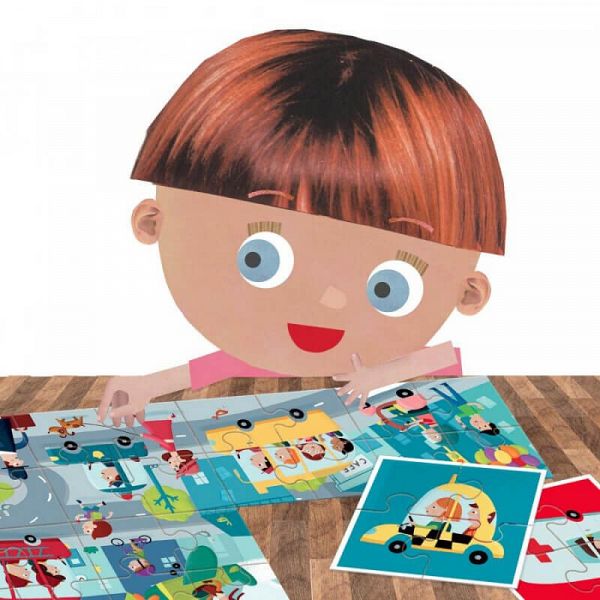 Didaktična igra Headu Montessori dvostranska sestavljanka - Mesto