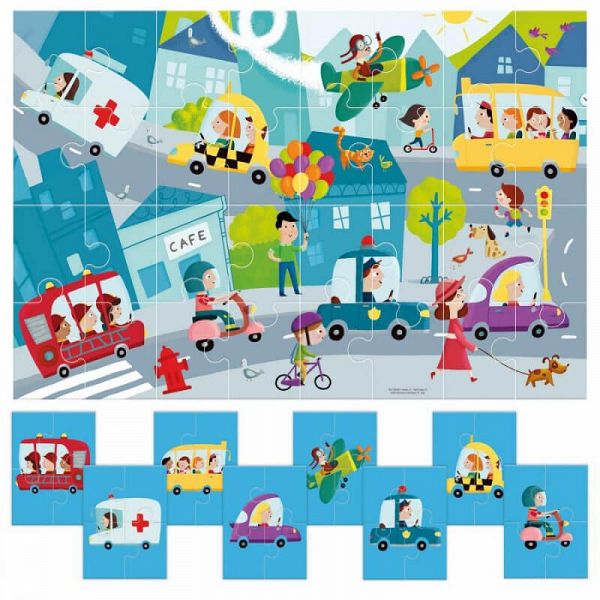 Didaktična igra Headu Montessori dvostranska sestavljanka - Mesto