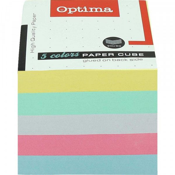 Papirna kocka lepljena Optima Pastel Mix 90x90x85 mm 