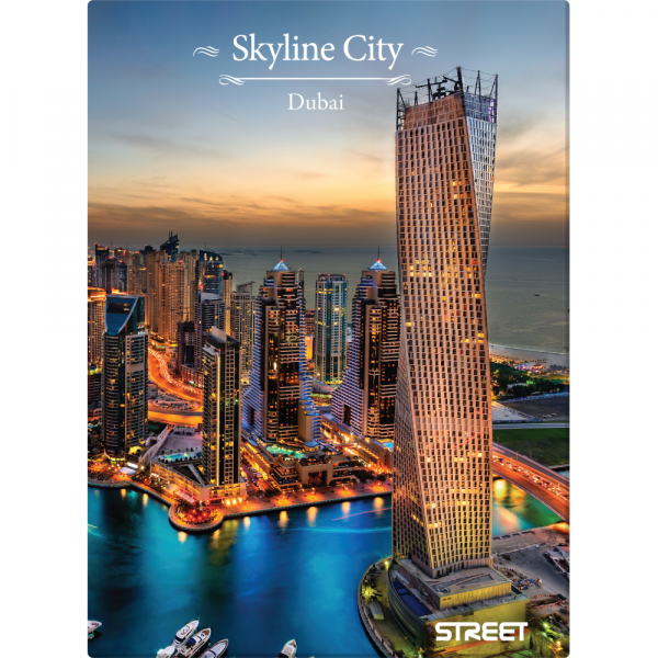 Zvezek A4 karo Street Skyline City 100L trde platnice