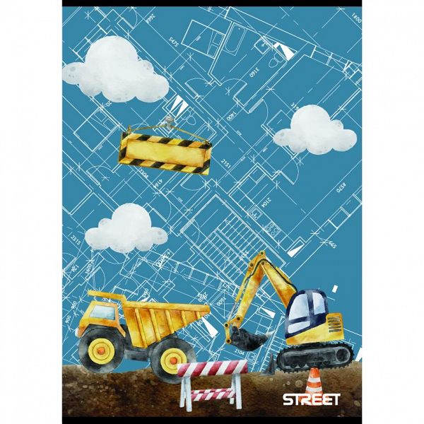 Zvezek A4 1cm karo Street Construction 54L