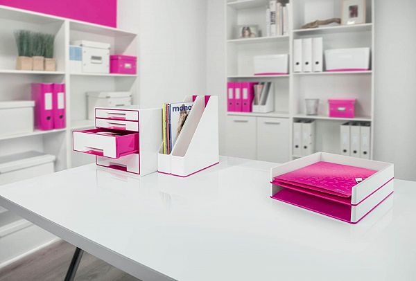 Predalnik 5/1 Leitz WOW belo-roza