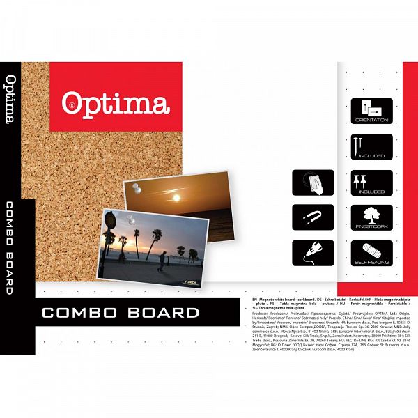 Magnetna tabla s pluto in lesenim okvirjem Optima 45 x 60 cm