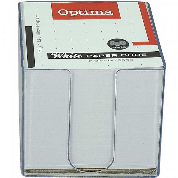 Papirna kocka v stojalu Optima Bela 90x90x85 mm