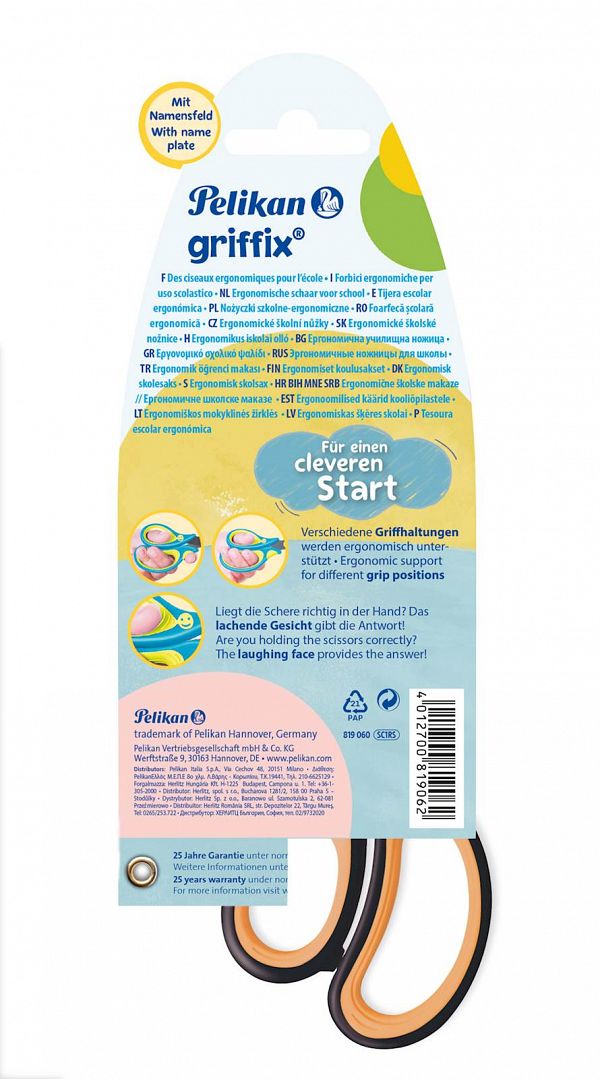 Škarje Pelikan Griffix za desničarje 15 cm črne
