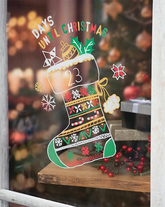 Set krednih markerjev Uni Chalk 4/1 christmas edition - bel, zlat, zelen, rdeč