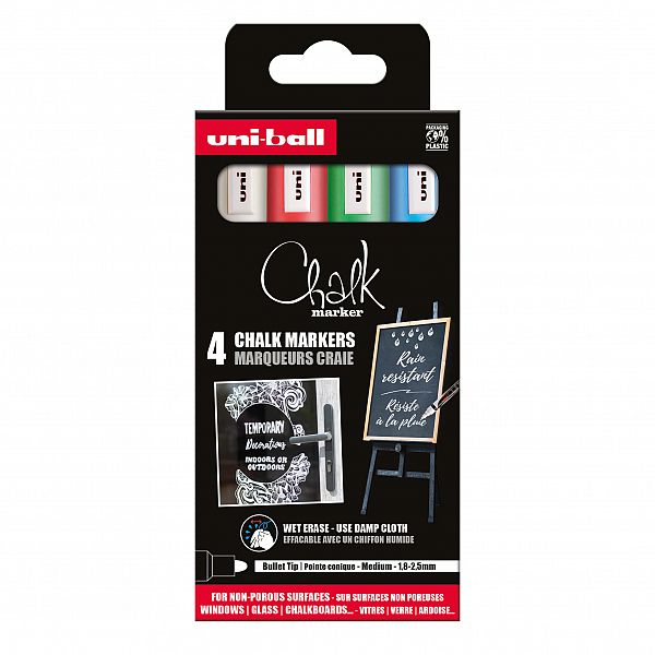 Set krednih markerjev Uni Chalk 4/1 basic