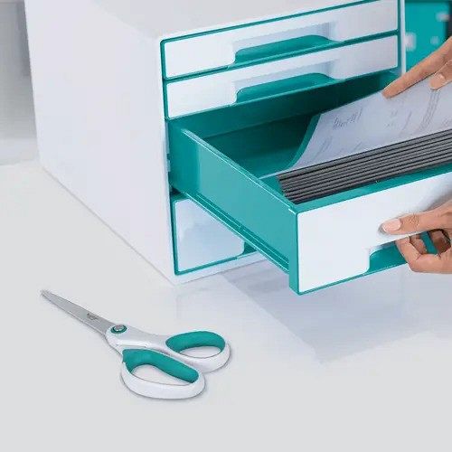 Škarje Leitz Wow Titanium 20,5 cm turkiz