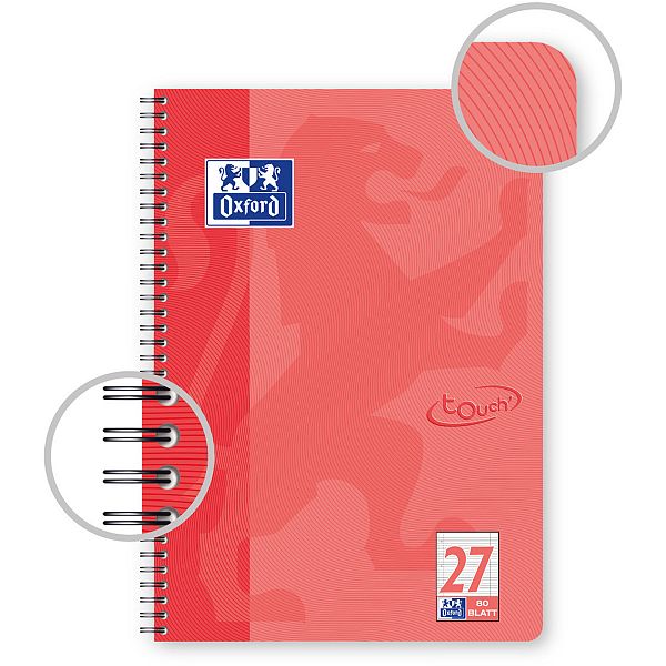 Spiralni blok A4  črte Oxford Coral