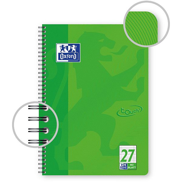 Spiralni blok A4  črte Oxford Green