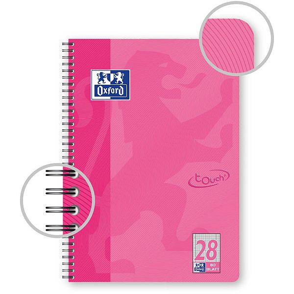 Spiralni blok A4  karo Oxford Pink
