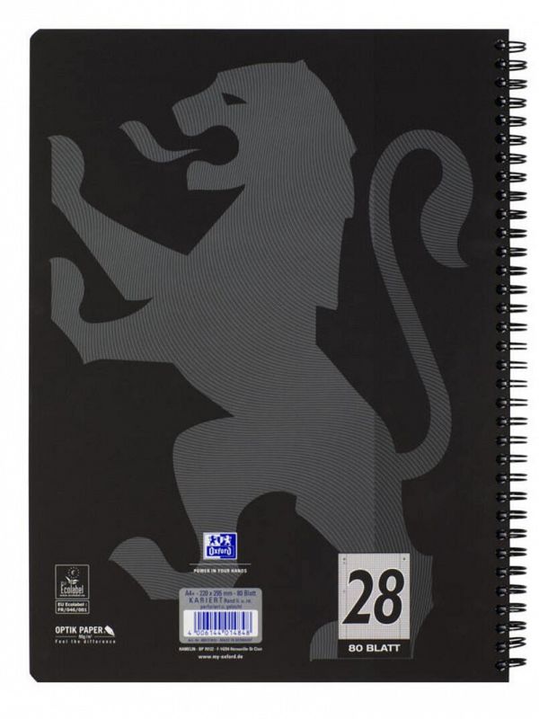 Spiralni blok A4+ karo Oxford Black Grey