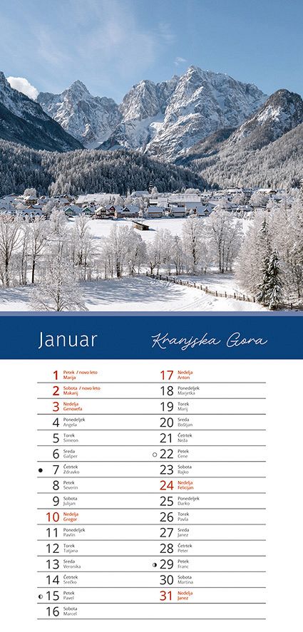 Koledar stenski 2027 JM Lepa Slovenija
