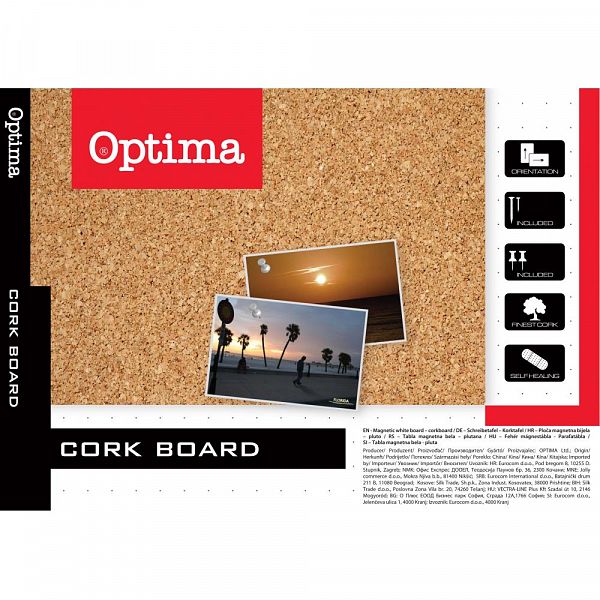 Tabla iz plute z lesenim okvirjem Optima 90x120 cm