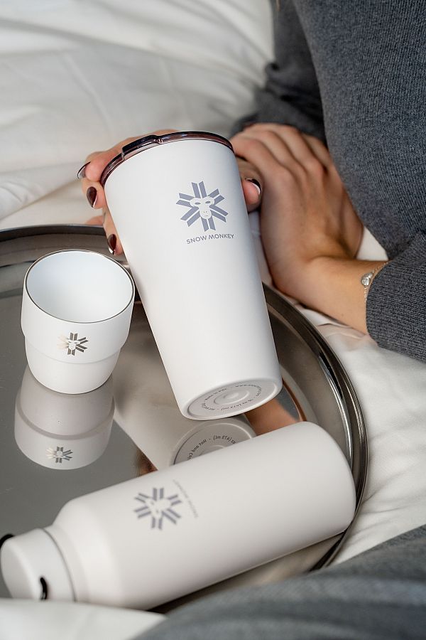 Termo lonček Snow Monkey Enjoyer 0.47 L Oblačno bel